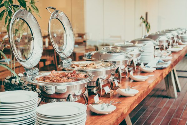 Catering buffet Selective focus point on Catering buffet in hotel restaurant - Vintage filter effect